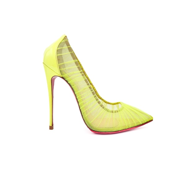 Christian Louboutin Neon Yellow Tulle Mesh Pumps Heels EU 37 - Picture 2 of 9